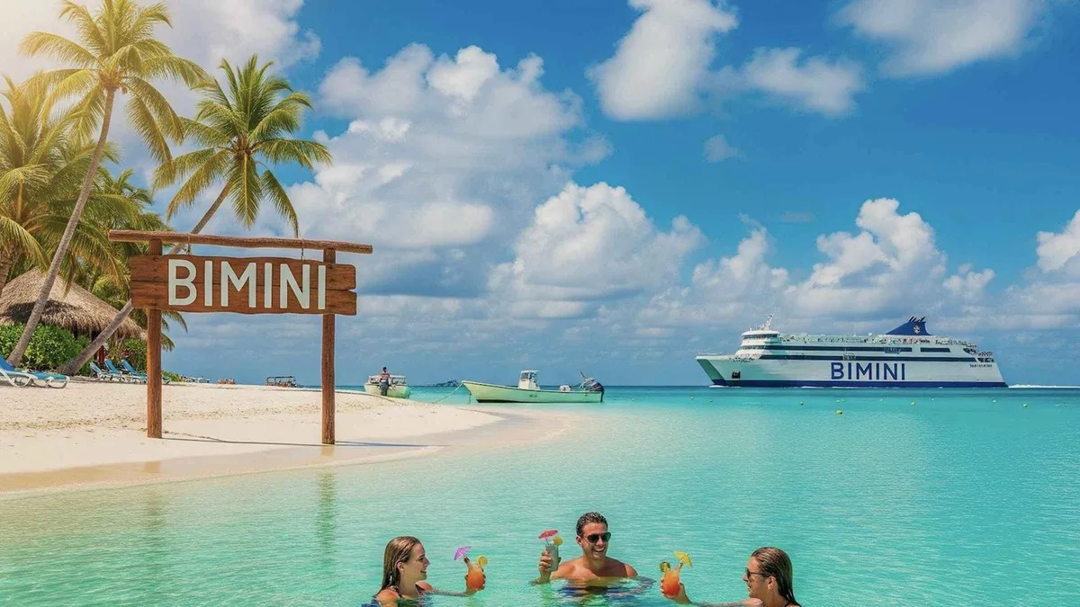Fast ferry crossing to Bimini on a Bahamas day trip from Miami, departing Port Everglades in Fort Lauderdale
