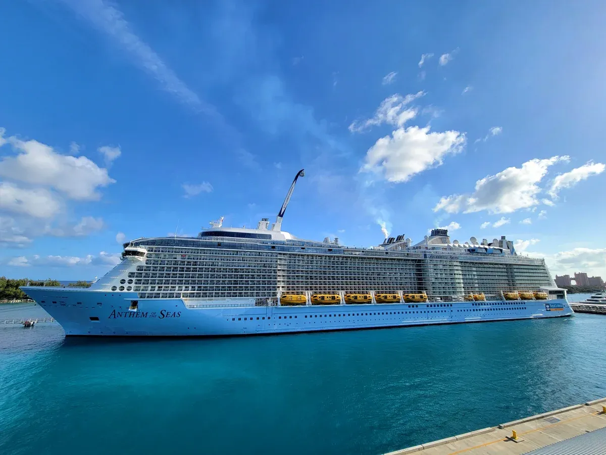Anthem of the Seas docked at Nassau Cruise Port, a stop on a 3 day Bahamas cruise from Miami