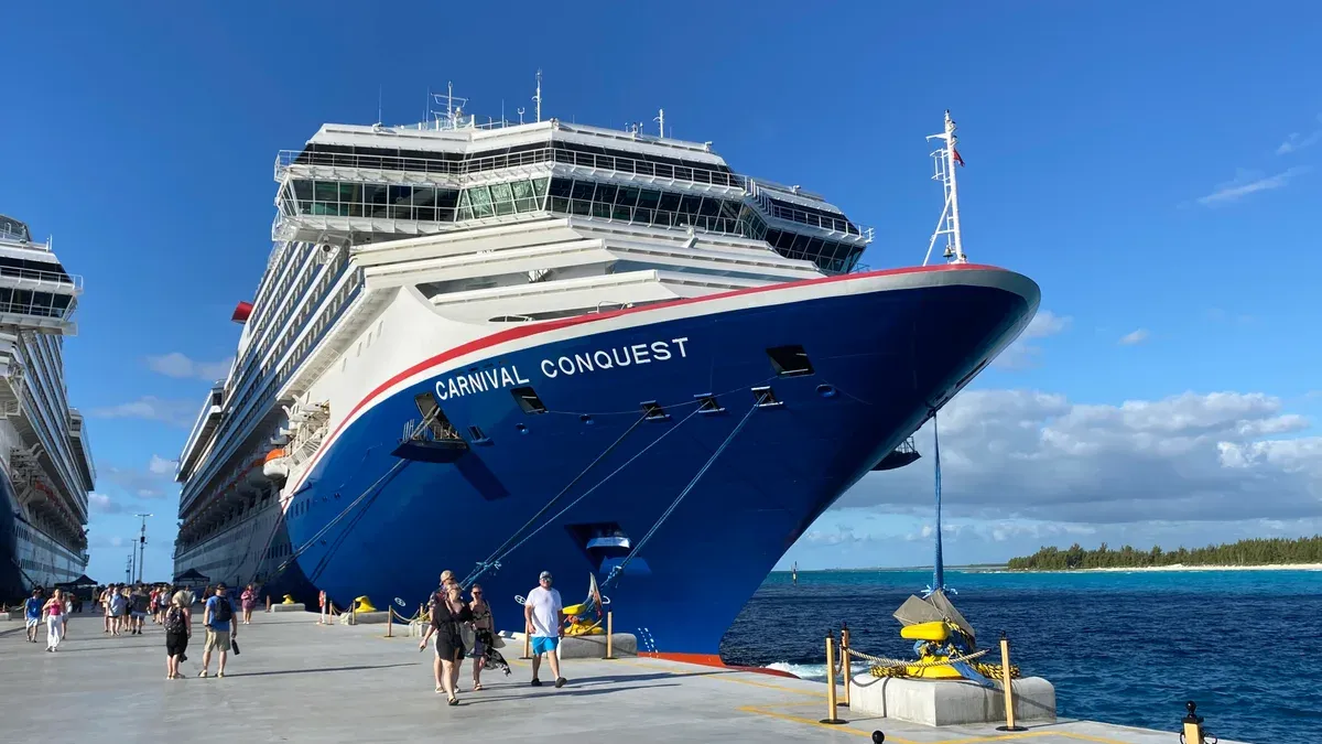 Carnival Conquest docked at the Celebration Key pier on Grand Bahama