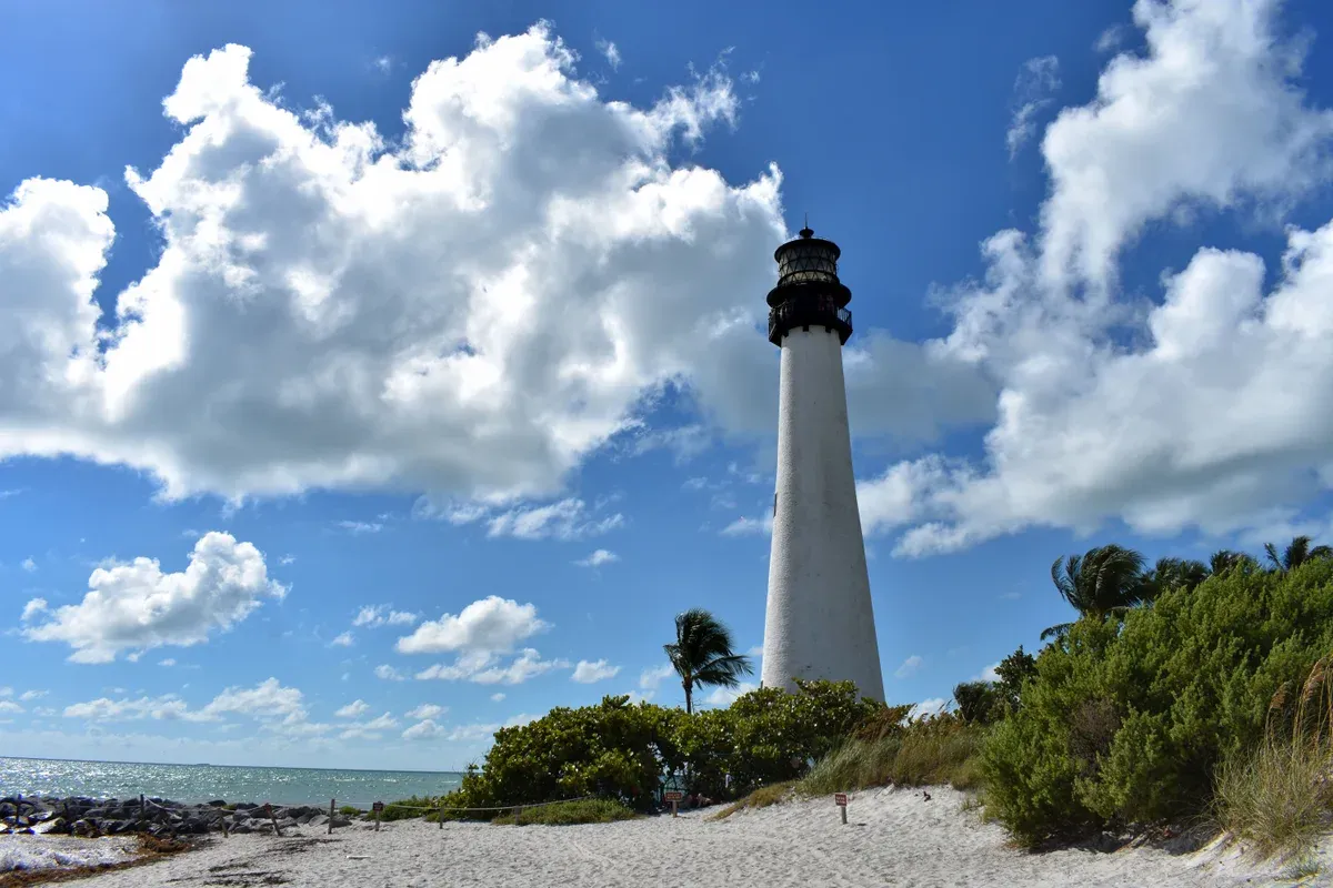 Cape Florida Lighthouse at Bill Baggs State Park on Key Biscayne, one of the free day trips from Miami