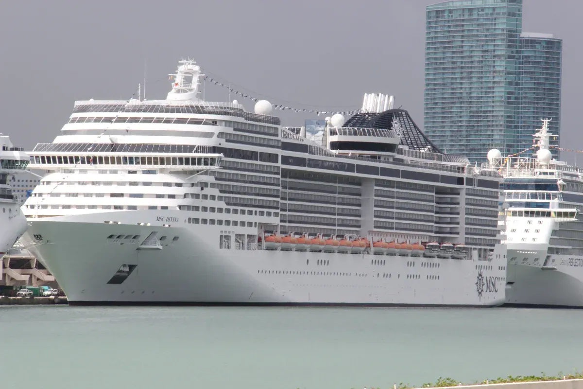 MSC Divina berthed at PortMiami, an MSC cruise from Miami