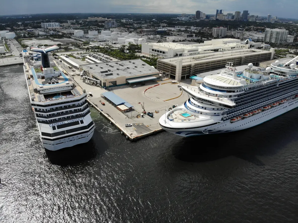 Port Everglades docks, the Fort Lauderdale port used by some options for a ferry from Miami to Bahamas