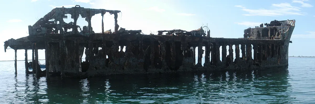 The SS Sapona shipwreck in shallow water, one of the top things to do in Bimini